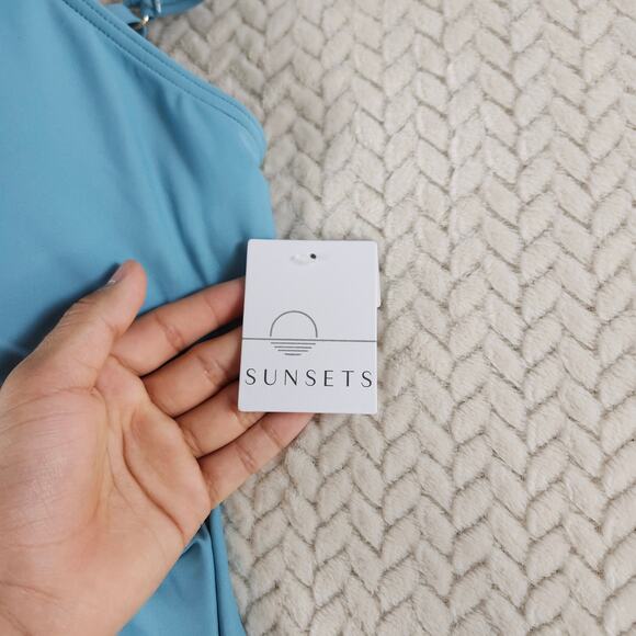 New Sunsets Taylor Tankini Top 40G/38H Ocean Blue Sustainable Swimwear Pool NWT - Picture 3 of 8